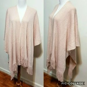 Blush Fringe Ruana W/Gold Lurex